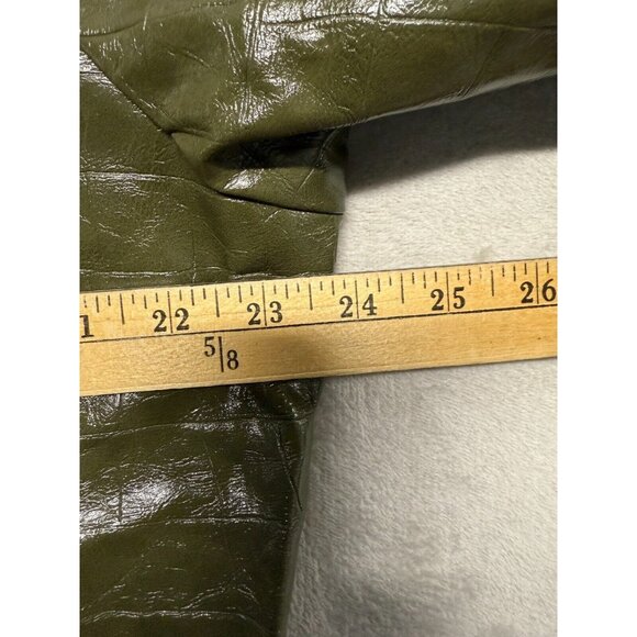 Size M Forever 21 Faux Croc Bomber Jacket Olive Green. - Picture 5 of 12